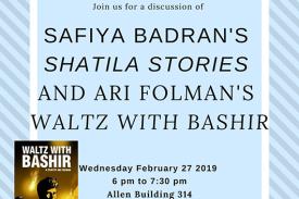 Flyer for Safiya Badran&#39;s Shatila Stories and Ari Folman&#39;s Waltz with Bashir